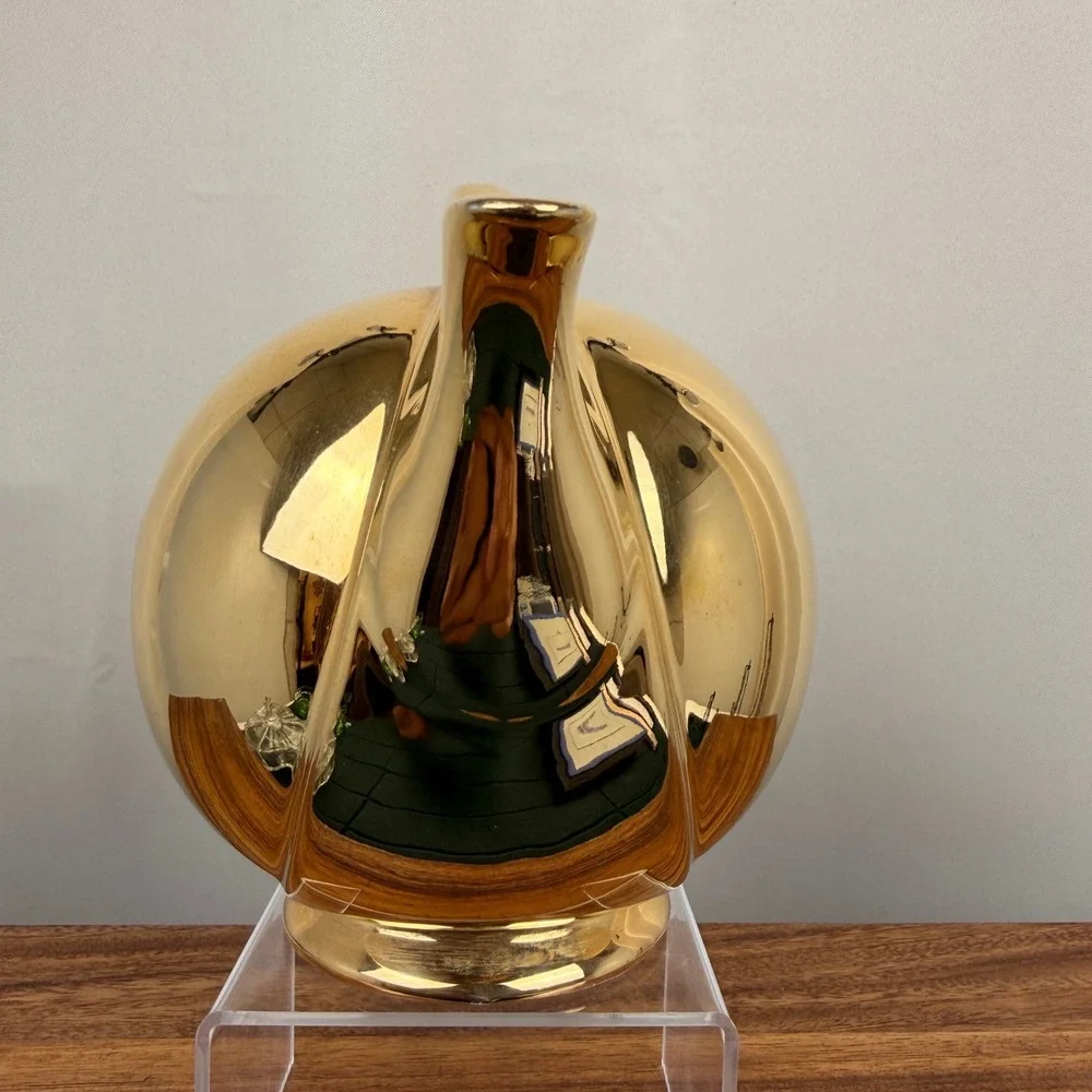 Vintage Hall China Airflow Teapot 22K Gold Flash 3111 Mid Century Modern Gold